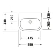 Duravit Lavabo D-Code Med 55x43 cm, avec trou robinet + trou, sans trop-plein, blanc-4