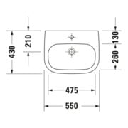 Duravit Lavabo D-Code Med 55x43 cm, avec trou robinet + trou, sans trop-plein, blanc-5