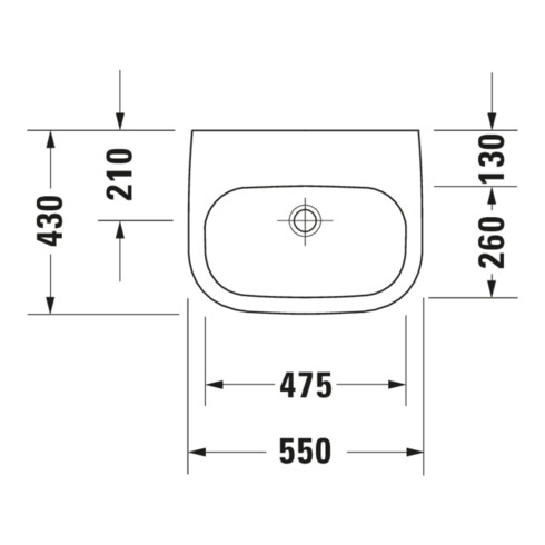 Duravit Lavabo D-Code Med 55x43 cm, sans robinetterie, avec trou de robinet, blanc