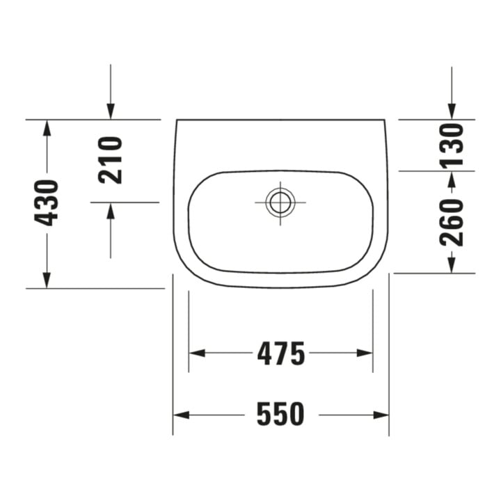 Duravit Lavabo D-Code Med 55x43 cm, sans robinetterie, avec trou de robinet, blanc