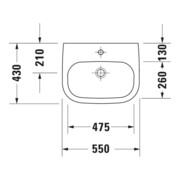 Duravit Lavabo D-Code Med 55x43 cm, sans robinetterie, avec trou de robinet, blanc-5