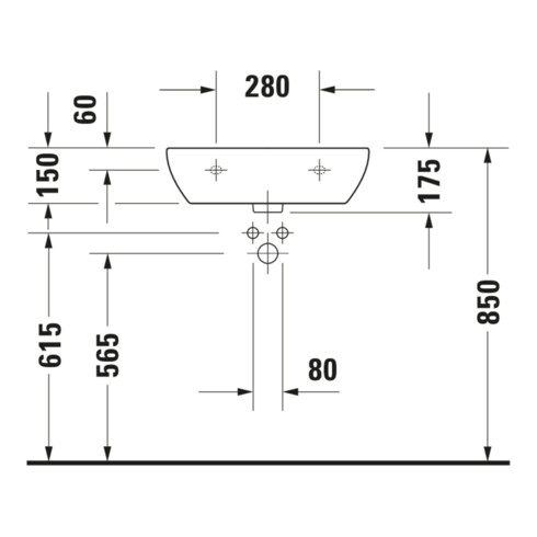 Duravit Lavabo D-Code Med 55x43 cm, sans robinetterie, avec trou de robinet, blanc