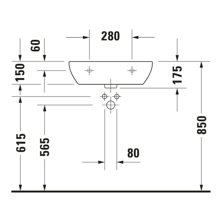 Duravit Lavabo D-Code Med 55x43 cm, sans robinetterie, avec trou de robinet, blanc