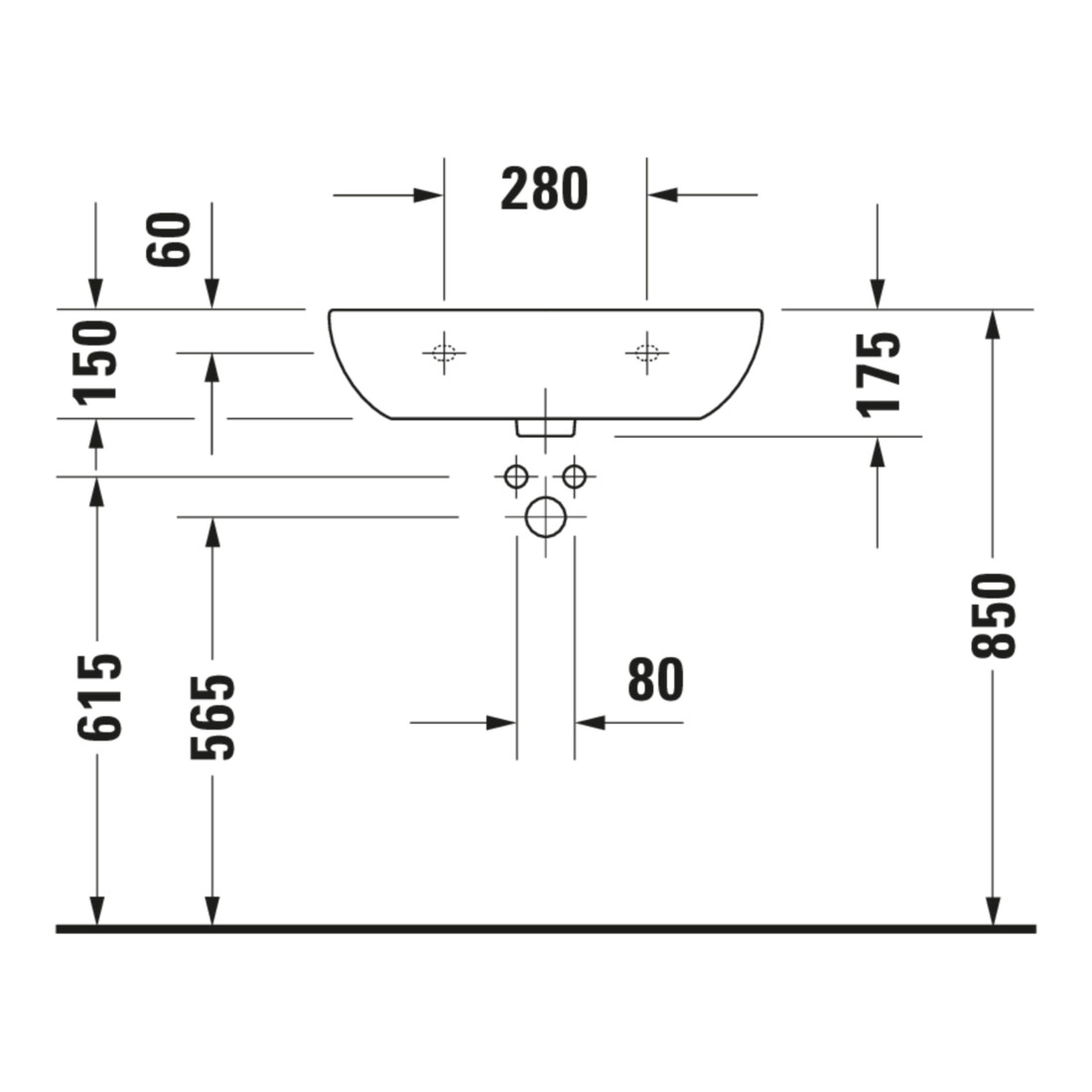 Duravit Lavabo D-Code Med 60x46 cm, sans robinetterie, avec trou de robinet, blanc