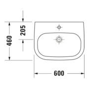 Duravit Lavabo D-Code Med 60x46 cm, sans robinetterie, avec trou de robinet, blanc-5