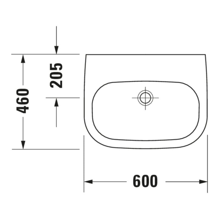Duravit Lavabo D-Code Med 60x46 cm, sans robinetterie, avec trou de robinet, blanc