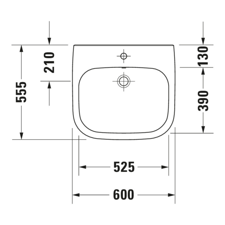 Duravit Lavabo D-Code Vital 60x55,5 cm, avec trop-plein, blanc, accessible PMR