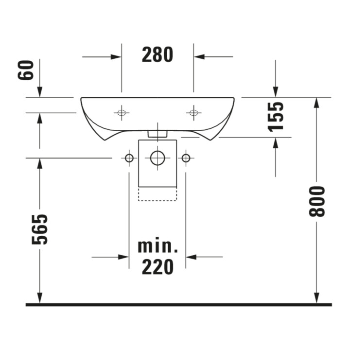 Duravit Lavabo D-Code Vital Med 60x55,5 cm, avec HL et HLB, sans trop-plein, blanc mat