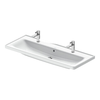 Duravit Lavabo D-Neo 120,5x48 cm, avec trop-plein, trou robinet, blanc brillant, 2 trous robinet