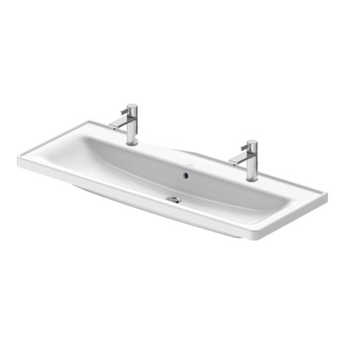 Duravit Lavabo D-Neo 120,5x48 cm, avec trop-plein, trou robinet, blanc brillant, 2 trous robinet