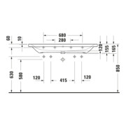 Duravit Lavabo D-Neo 120,5x48 cm, avec trop-plein, trou robinet, blanc brillant, 2 trous robinet-5