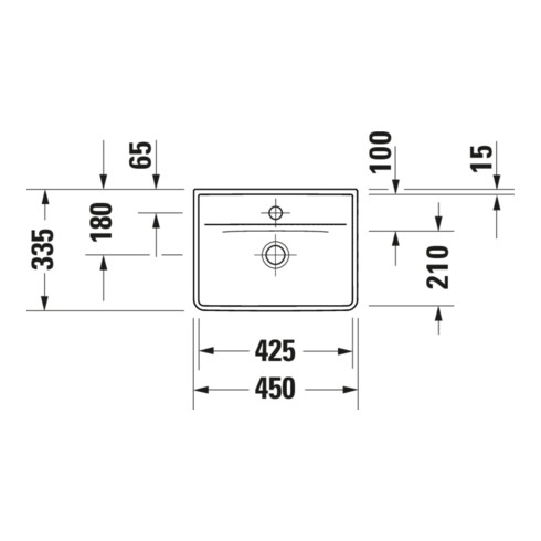 Duravit Lavabo D-Neo 45x33,5 cm, sans trop-plein, avec trop-plein, blanc