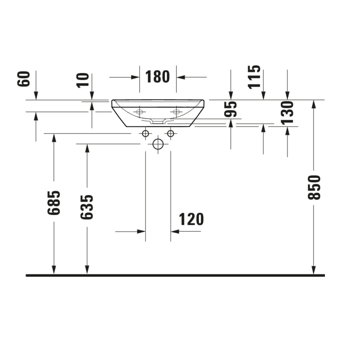 Duravit Lavabo D-Neo 45x33,5 cm, sans trop-plein, avec trop-plein, blanc