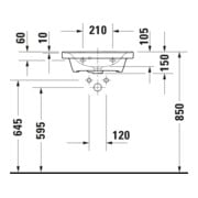 Duravit Lavabo D-Neo 50x40 cm, avec trop-plein, HLP, avec trou de robinet, blanc-5
