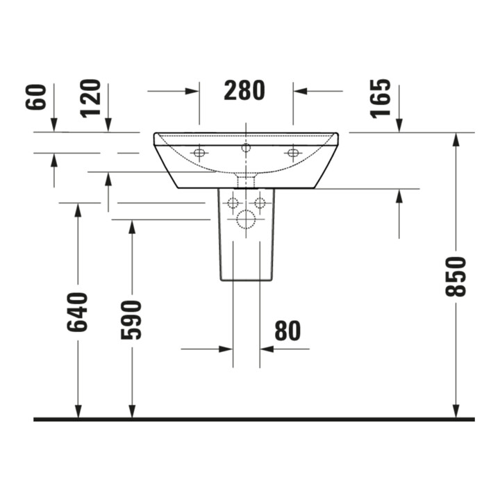 Duravit Lavabo D-Neo 55x44 cm, sans robinet, blanc, trop-plein, trou robinet, blanc