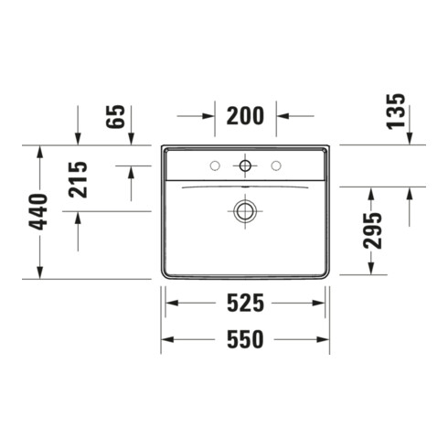 Duravit Lavabo D-Neo 55x44 cm, sans robinet, blanc, trop-plein, trou robinet, blanc