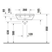 Duravit Lavabo D-Neo 55x44 cm, sans robinet, blanc, trop-plein, trou robinet, blanc-5