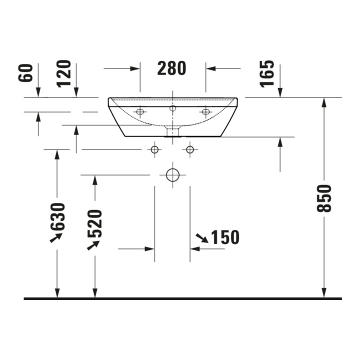 Duravit Lavabo D-Neo 55x44 cm, sans robinet, blanc, trop-plein, trou robinet, blanc