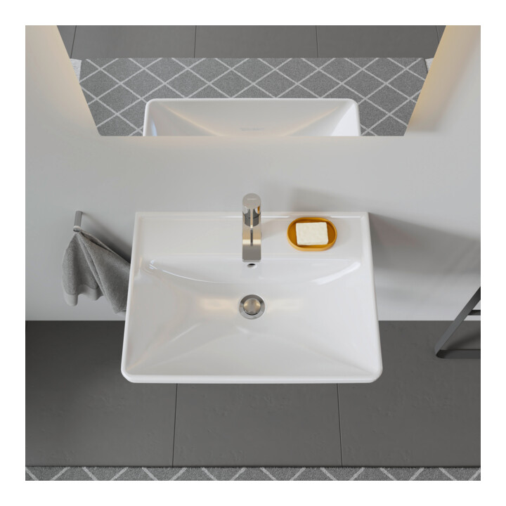 Duravit Lavabo D-Neo 60x44 cm, avec robinetterie, blanc, trou robinet, blanc
