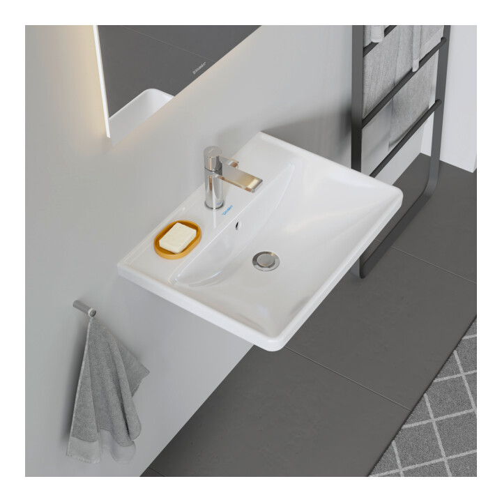 Duravit Lavabo D-Neo 60x44 cm, avec robinetterie, blanc, trou robinet, blanc