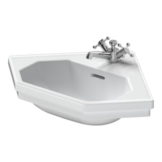 Duravit Lavabo d'angle 1930 59,5x45 cm, avec trop-plein, trou robinet, blanc
