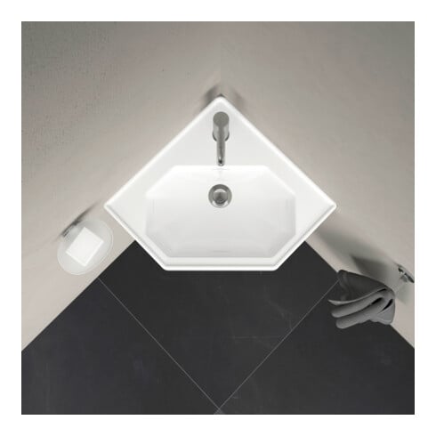 Duravit Lavabo d'angle 1930 59,5x45 cm, avec trop-plein, trou robinet, blanc