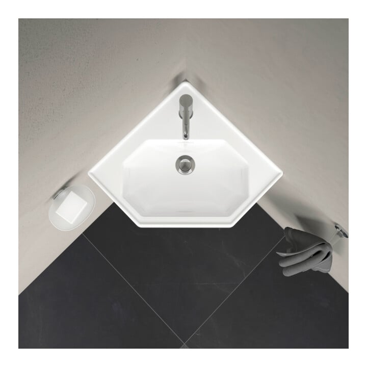 Duravit Lavabo d'angle 1930 59,5x45 cm, avec trop-plein, trou robinet, blanc