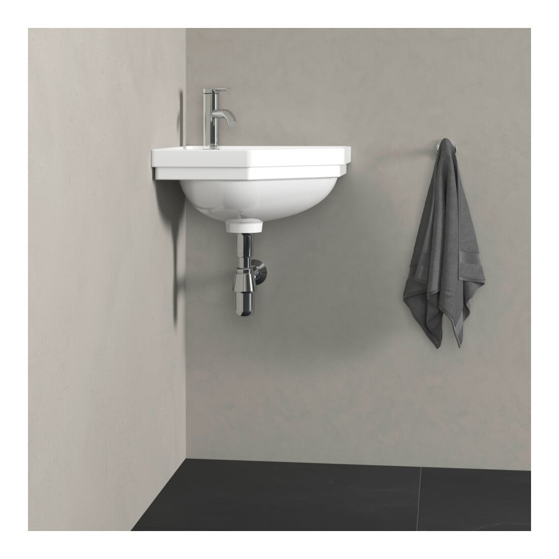 Duravit Lavabo d'angle 1930 59,5x45 cm, avec trop-plein, trou robinet, blanc