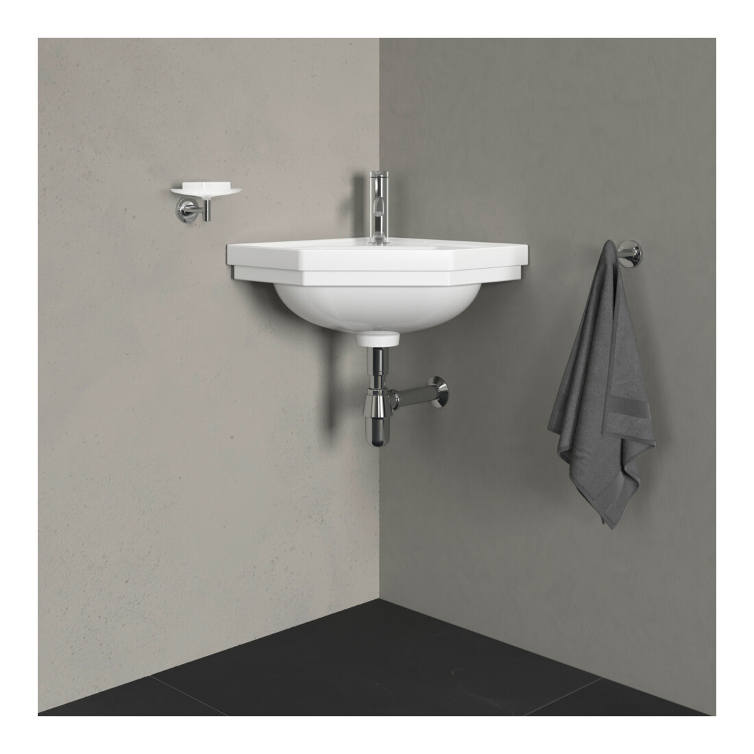Duravit Lavabo d'angle 1930 59,5x45 cm, avec trop-plein, trou robinet, blanc