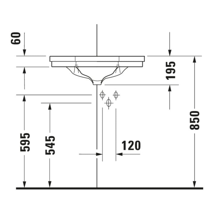 Duravit Lavabo d'angle 1930 59,5x45 cm, avec trop-plein, trou robinet, blanc
