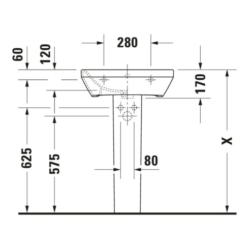 Duravit Lavabo DuraStyle 55x44 cm, blanc, m HL, ÜL, plan robinetterie