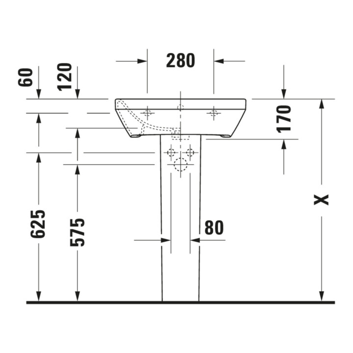 Duravit Lavabo DuraStyle 55x44 cm, blanc, m HL, ÜL, plan robinetterie