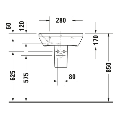 Duravit Lavabo DuraStyle 55x44 cm, blanc, m HL, ÜL, plan robinetterie