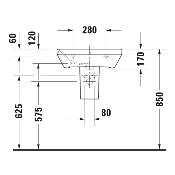 Duravit Lavabo DuraStyle 55x44 cm, blanc, m HL, ÜL, plan robinetterie