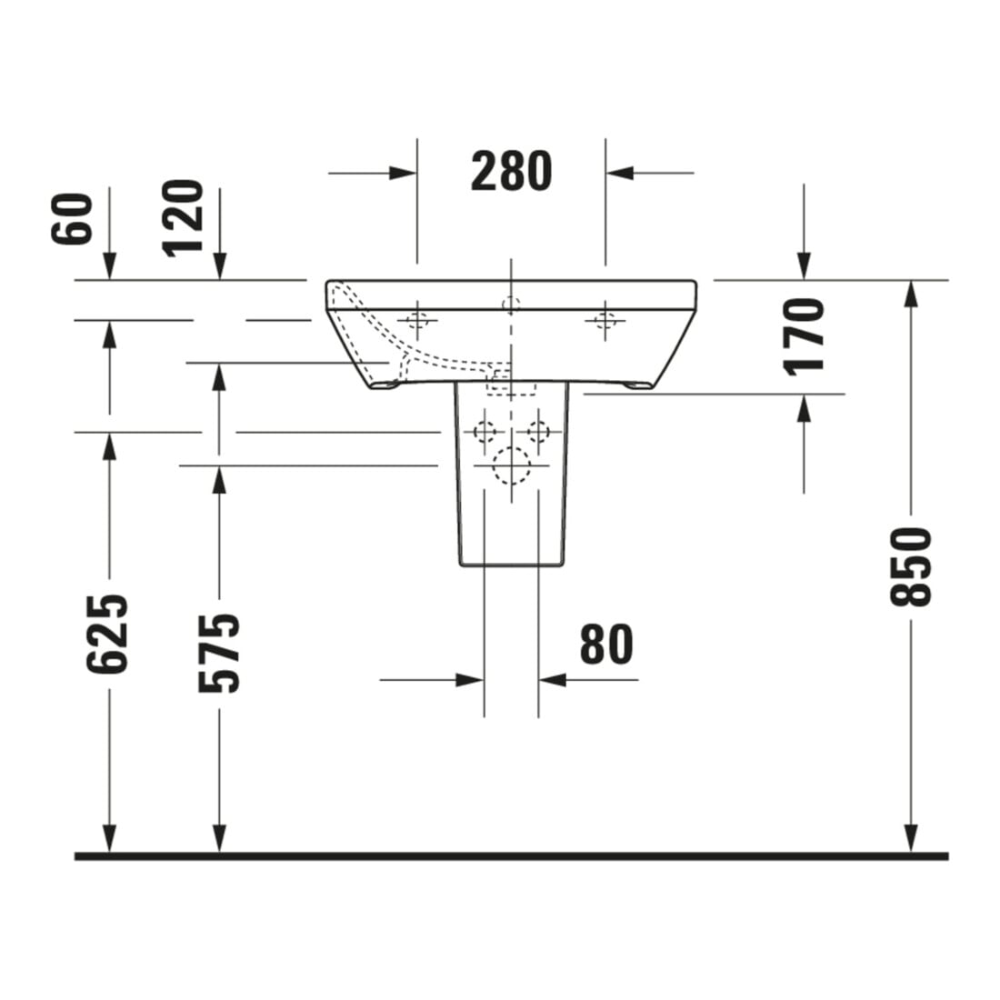 Duravit Lavabo DuraStyle 55x44 cm, blanc, m HL, ÜL, plan robinetterie