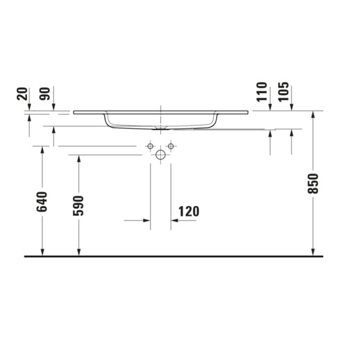 Duravit Lavabo DuroCast Plus Sivida 102x48,5 cm, avec trou de robinet, blanc mat soyeux