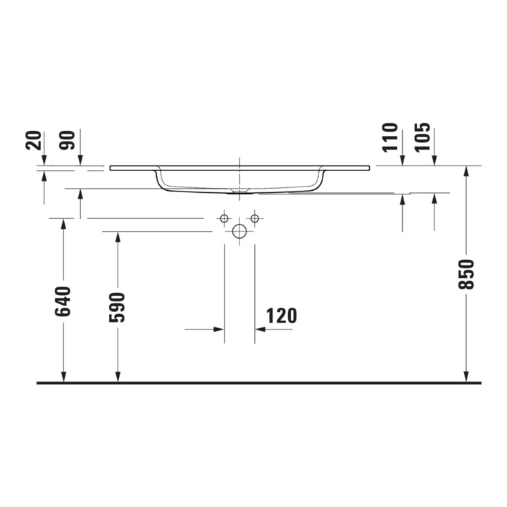 Duravit Lavabo DuroCast Plus Sivida 102x48,5 cm, avec trou de robinet, blanc mat soyeux