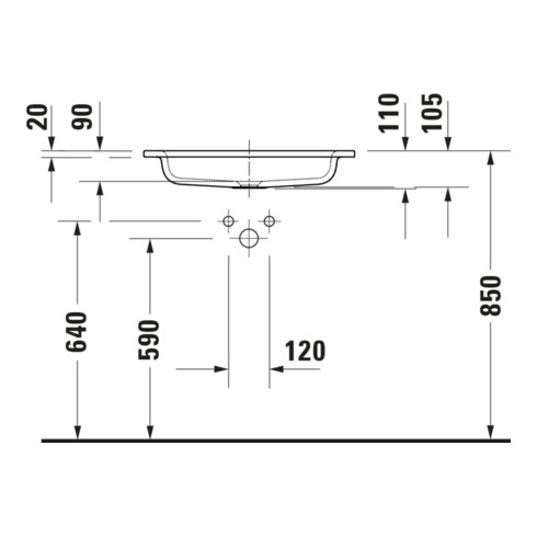 Duravit Lavabo DuroCast Plus Sivida 62x48,5 cm, avec trou robinet, blanc mat soyeux