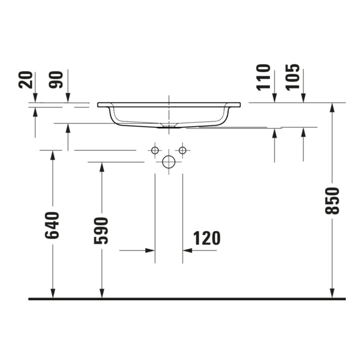 Duravit Lavabo DuroCast Plus Sivida 62x48,5 cm, avec trou robinet, blanc mat soyeux