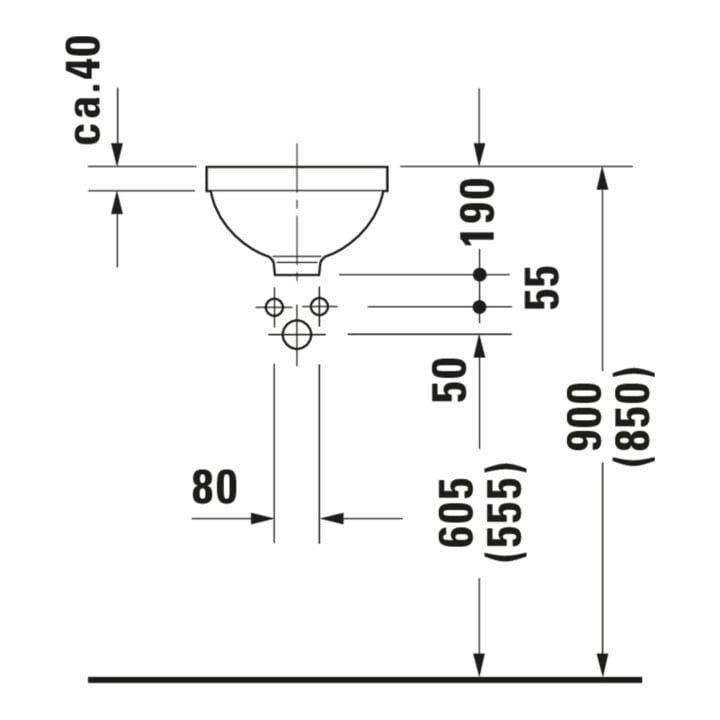 Duravit Lavabo encastré Architec d 27,5 cm, blanc, EB v unt, sans trou robinet, HLB, avec trop-plein