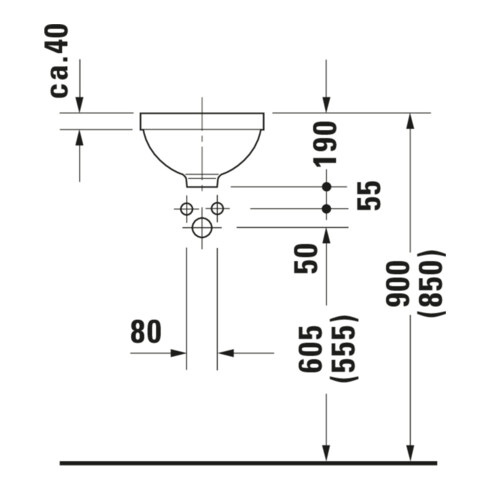Duravit Lavabo encastré Architec d 27,5 cm, blanc, EB v unt, sans trou robinet, HLB, avec trop-plein