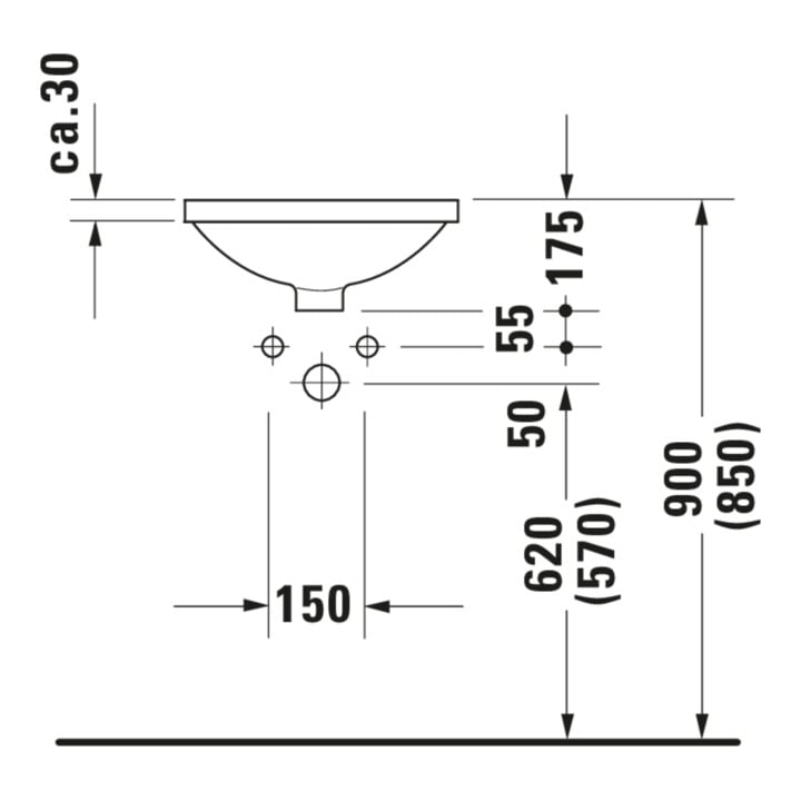 Duravit Lavabo encastré Architec d 40 cm, EB v unt, s. trou rob., HLB, c/ trop-plein, blanc