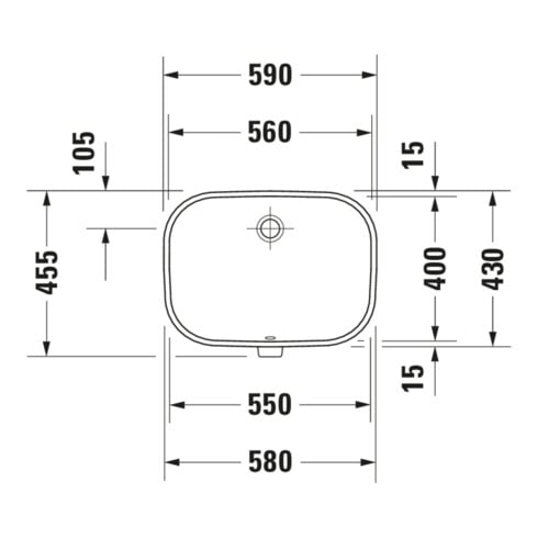 Duravit Lavabo encastré D-Code 55x40 cm, EB bas, sans trou robinet, HLB, avec trop-plein, blanc