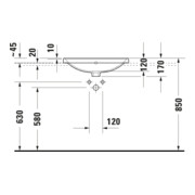 Duravit Lavabo encastré D-Neo 60x44 cm, EB haut, avec trop-plein, blanc-3