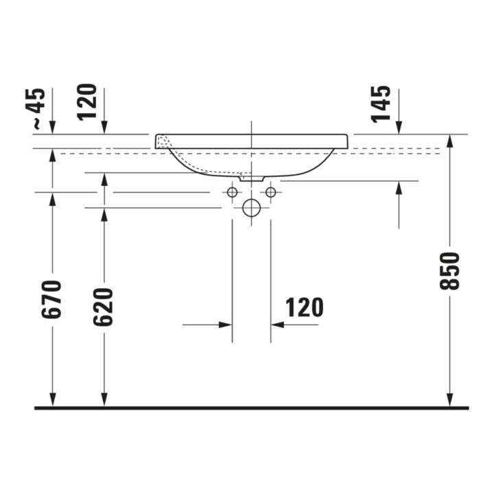 Duravit Lavabo encastré DuraStyle 60x43 cm, encastré face, blanc