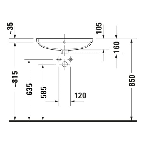 Duravit Lavabo encastré No. 1 55x40 cm, EB v u, sans trop-plein, blanc