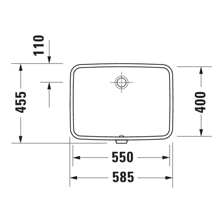 Duravit Lavabo encastré No. 1 55x40 cm, EB v u, sans trop-plein, blanc