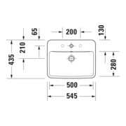 Duravit Lavabo encastré No. 1 55x43,5 cm, EB v ob, m HL, ÜL, HLB, blanc-2