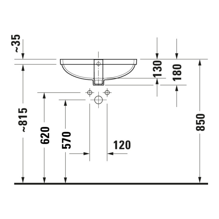 Duravit Lavabo encastré No. 1 EB H I P, fermé, blanc