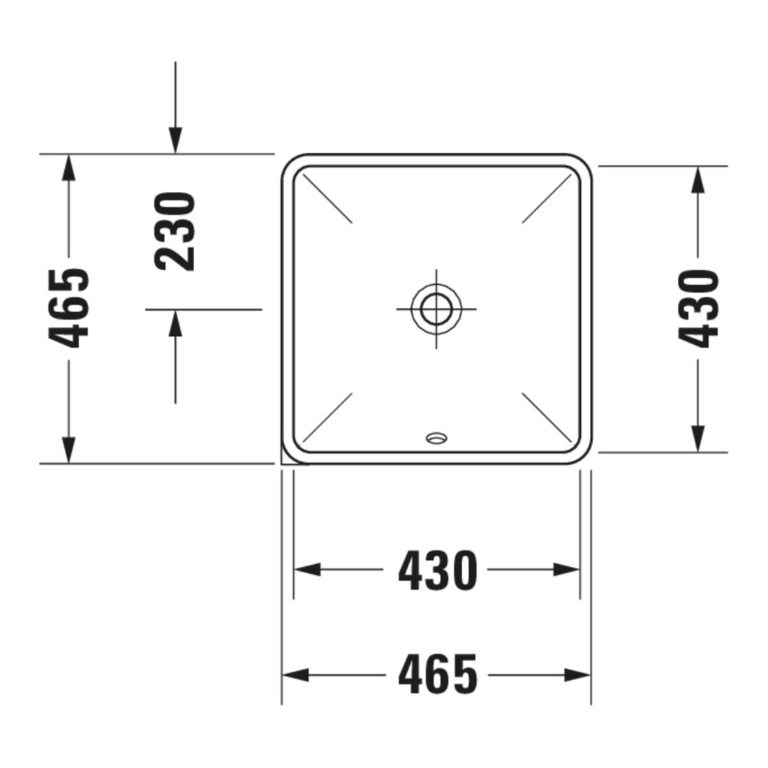 Duravit Lavabo encastré Starck 3 43x43 cm, EB bas, sans trop-plein, blanc